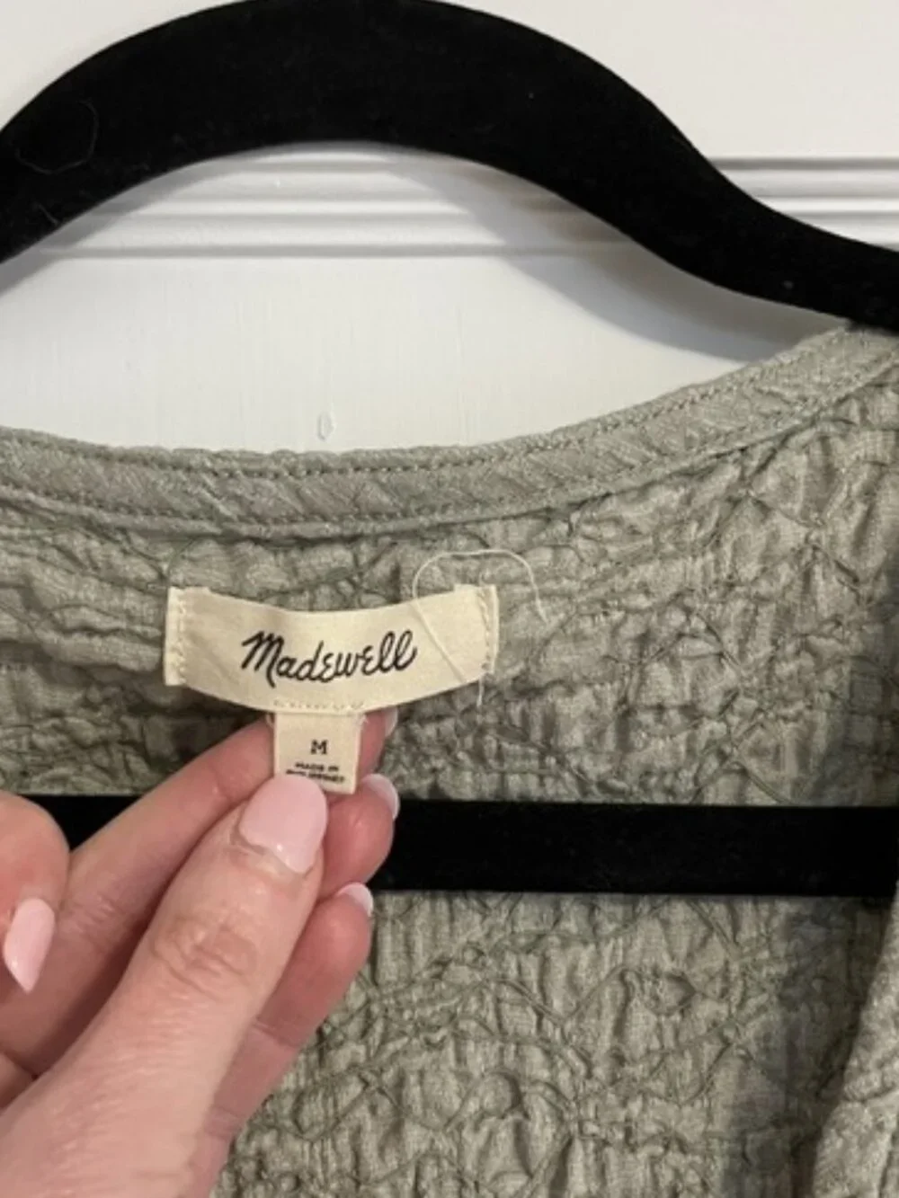 Madewell Textured Sage Green Twist Front Sleeveless Top - Picture 2 of 6